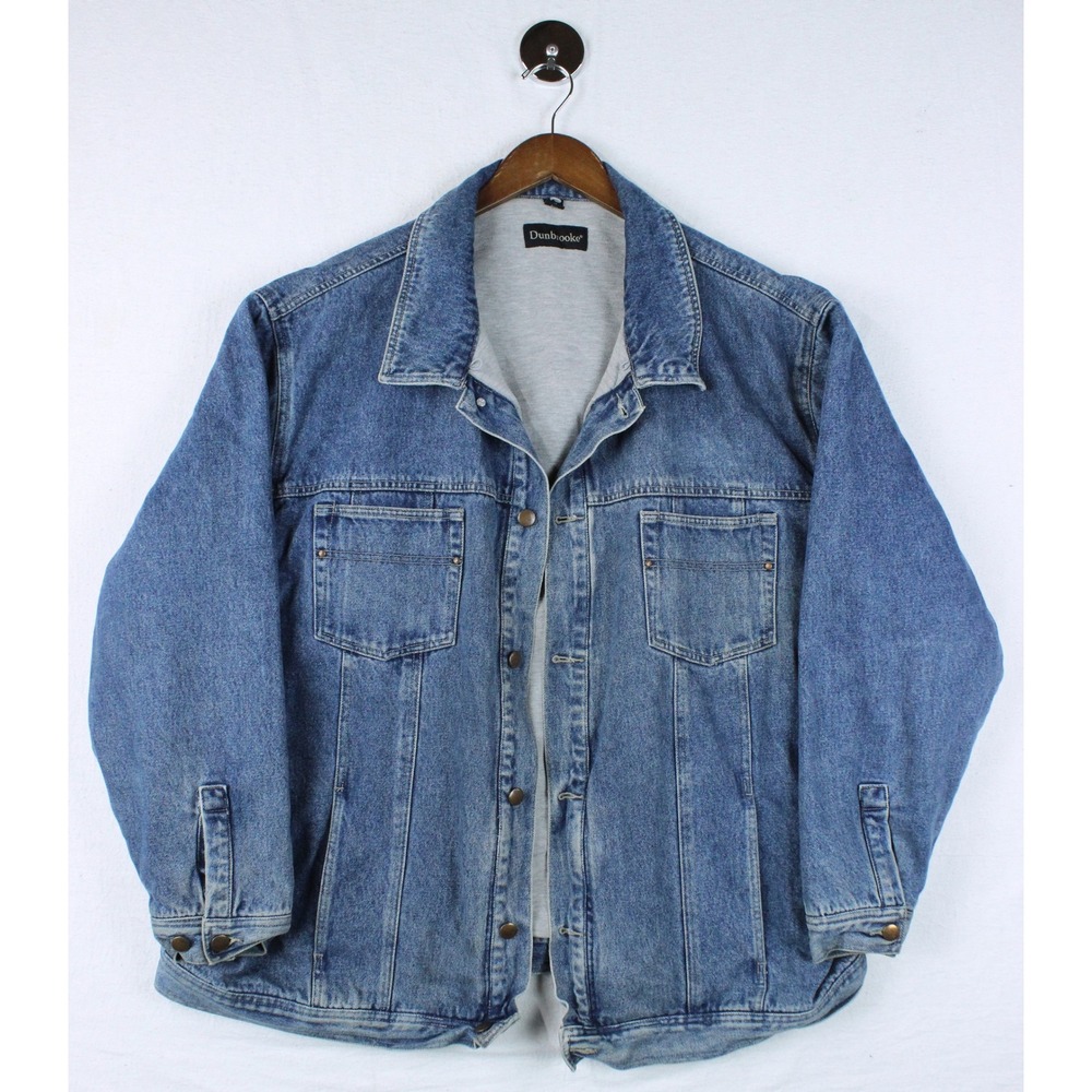 VTG 90s Dunbrooke Rogue Mens 3XL Blue Denim Jacket Jersey Lined Workwear 8442